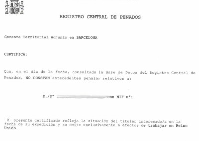 Certificado de penales en España