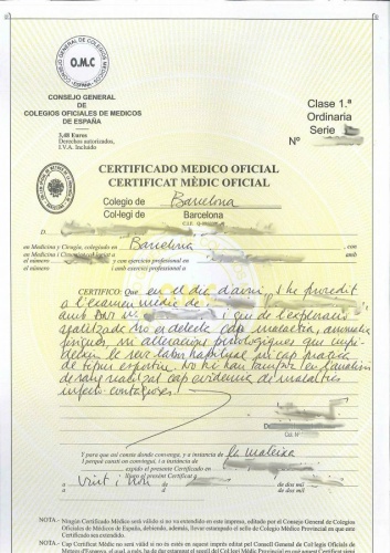 Certificat mèdic a Espanya